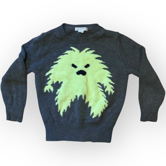 Crewcuts by JCrew Kids Gray Sweater with Neon Glow In Dark Monster Boys Size 3T - Picture 1 of 13
